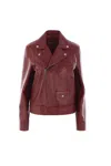 Gucci Biker Leather Jacket In Burgundy