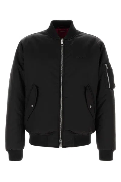 Gucci Bomber Jacket Nylon Ribbed Cuffs In Black