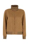 Gucci Beige High Neck Sweatshirt With Gg Motif In Viscose Woman