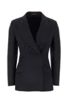 Gucci Embroidered Detailing Cotton Blend Blazer In Black