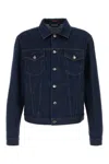 Gucci Denim Jacket With Adjustable Waist And Pockets In Blue