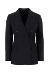 Gucci Embroidered Wool Blazer With Notched Lapels And Pockets In Blue