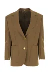 Gucci Oversized Wool Blazer With Back Clamp Detail In Brown