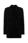 Gucci Double-breasted Velvet Coat Featuring Embroidery In Multi