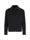 Gucci Men Black Jacket With Classic Collar And Web Motif On The Waist In Cotton Man In Black