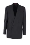 Gucci Men Double-breasted Technical Panama Blazer In Black