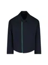 Gucci Cotton Gabardine Jacket With Embossed Logo In Blue