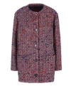 Gucci Womens Blue Red Mc Boucle-texture Round-neck Wool-blend Jacket In Blue