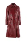 Gucci Red Lamb Leather Coat In Burgundy