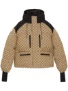 Gucci Gg Canvas Bomber Jacket In Camel/ebony/mix