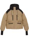 Gucci Gg Canvas Bomber Jacket In Camel/ebony/mix