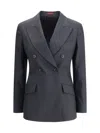 Gucci Womens Ardesia Grey Peak-lapel Double-breasted Wool Blazer In Gray