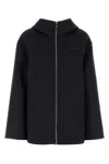 Gucci Wool Blend Jacket With Hood And Pockets In Grey