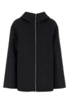 Gucci Wool Blend Jacket With Hood And Pockets In Grey