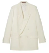 Gucci Double-breast Technical Panama Jacket In Neutral