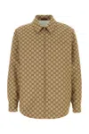 Gucci Beige Jacket With Classic Collar And Front Zip Closure In Gg Canvas Man In Printed