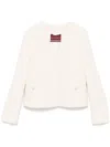 Gucci Women's Wool Blend Bouclã© Construction Concealed Jacket In White