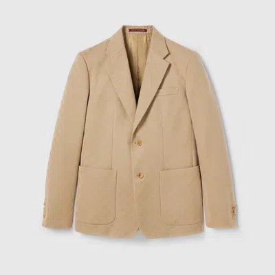 Gucci Jackett Aus Gg Baumwollgabardine-jacquard In Brown