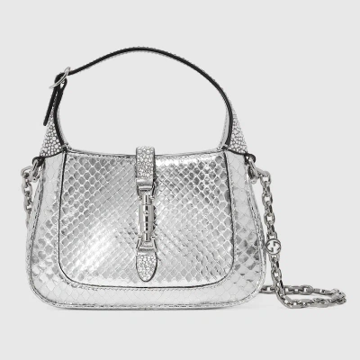 Gucci Jackie 1961 Anaconda Mini Bag In Silver