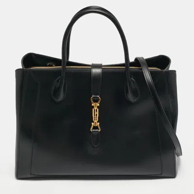 Pre-owned Gucci Jackie 1961 Black Leather Tote