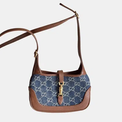 Pre-owned Gucci Jackie 1961 Denim Shoulder Bag In Blue