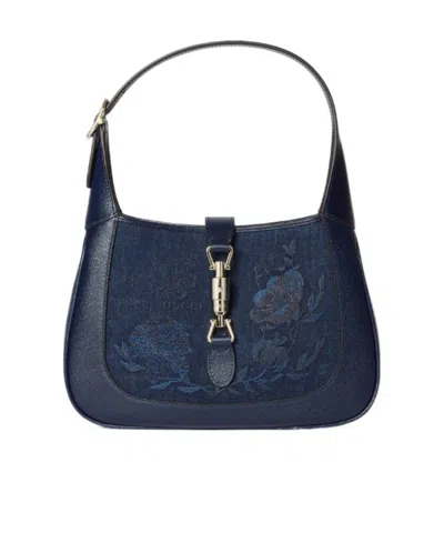 Gucci Jackie 1961 Embroidered Medium Bag In Blue