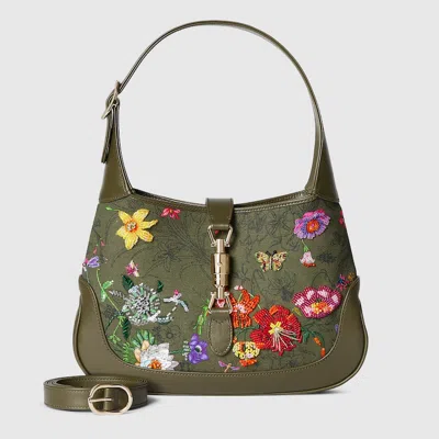 Gucci Jackie 1961 Embroidered Medium Bag In Green