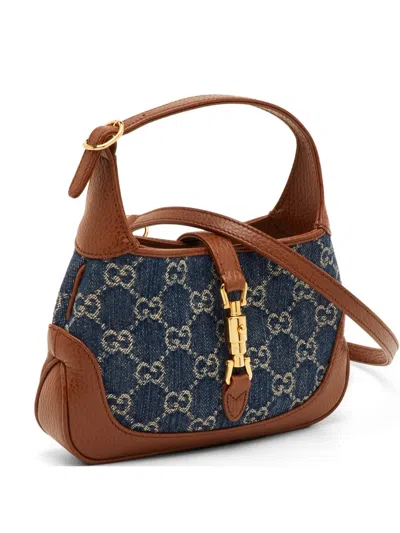 Pre-owned Gucci Jackie 1961 Gg Denim Shoulder Bag In Blue