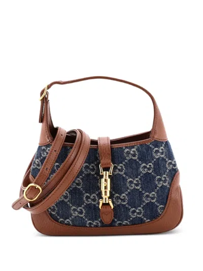 Pre-owned Gucci Jackie 1961 Hobo Gg Denim Mini Crossbody Bag In Blue