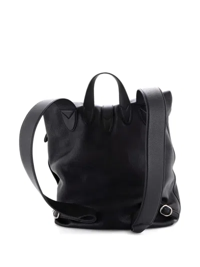 Pre-owned Gucci Jackie 1961 Leather Large Backpack In Black