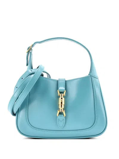 Pre-owned Gucci Jackie 1961 Leather Mini Hobo Bag In Blue