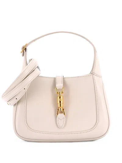 Pre-owned Gucci Jackie 1961 Leather Mini Hobo Bag In White