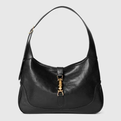 Gucci Women Jackie 1961 Hammered Leather Shoulder Bag In Black