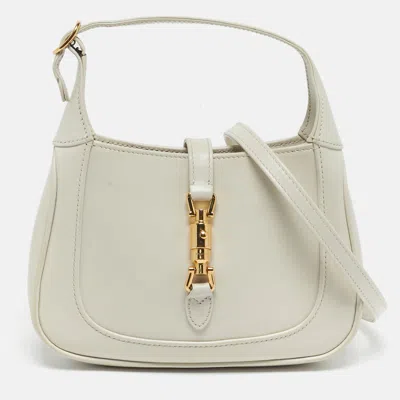 Pre-owned Gucci Jackie 1961 Mini Off White Leather Shoulder Bag