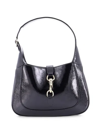 Pre-owned Gucci Jackie 1961 Patent Small Hobo Bag In Black