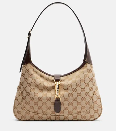 Gucci Jackie 1961 Small Canvas Shoulder Bag In Sand