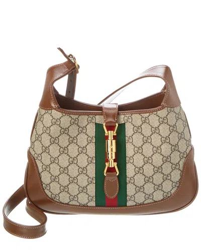 GUCCI GUCCI JACKIE 1961 SMALL GG SUPREME CANVAS & LEATHER SHOULDER BAG