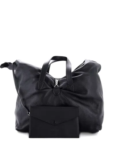 Pre-owned Gucci Jackie 1961 Soft Convertible Leather Large Tote Bag In Black