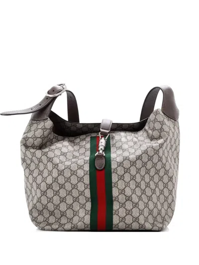 Pre-owned Gucci Jackie 1961 Soft Gg Coated Canvas Small Shoulder Bag In Brown