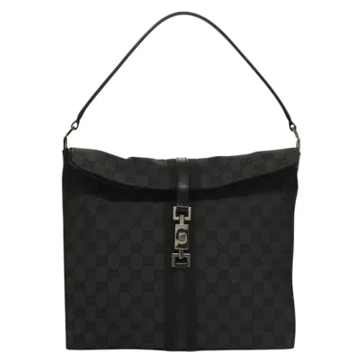 Pre-owned Gucci Jackie Black Canvas, Leather Shoulder Bag ()