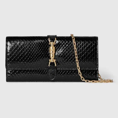 Gucci Jackie Brieftasche Aus Pythonleder Mit Kette In Black