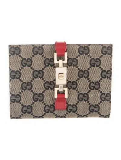 Pre-owned Gucci Jackie Compact Gg Canvas Continental Wallet In Neutrals