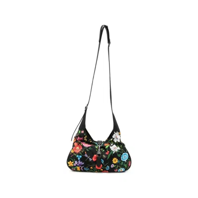 Gucci Jackie Flora Tote Bag In Black