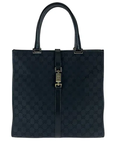 Gucci Jackie Gg Canvas Leather Tote Bag (authentic Pre-loved) In Blue