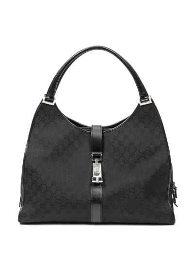 Pre-owned Gucci Jackie Gg Canvas Tote Bag In Black