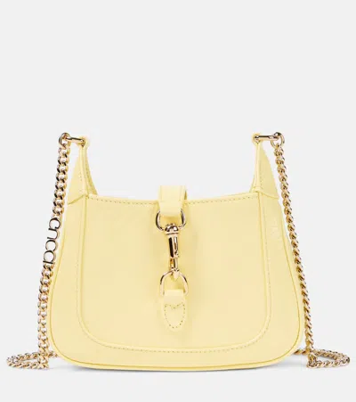 Gucci Jackie Notte Mini Patent Leather Shoulder Bag In Daylight Yellow