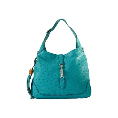 Pre-owned Gucci Jackie Ostrich Bag 'baltic Blue' | Teal | Women's Size Onesize
