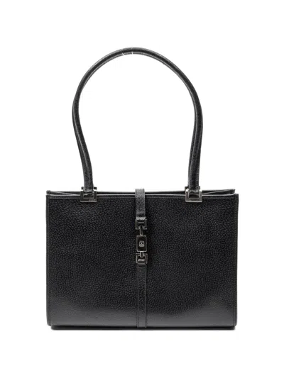 Pre-owned Gucci Jackie Piston-lock Shoulder Bag In Black