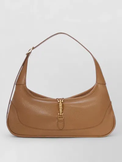Gucci Jackie Shoulder Bag Curved Silhouette Top Handle In Brown
