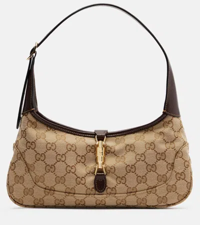 Gucci Jackie Slim Gg Canvas Small Shoulder Bag In Sand